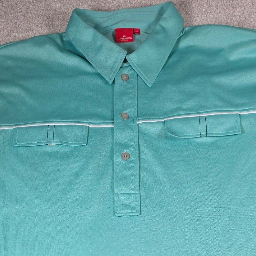 J.Lindeberg Polo Shirt Mens XL Teal Short Sleeve Golf Performance Golfcore Green